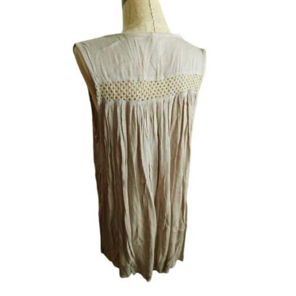 CY Size M Medium Boho Tie Front Lace Crinkle Blouse Top - Picture 4 of 4